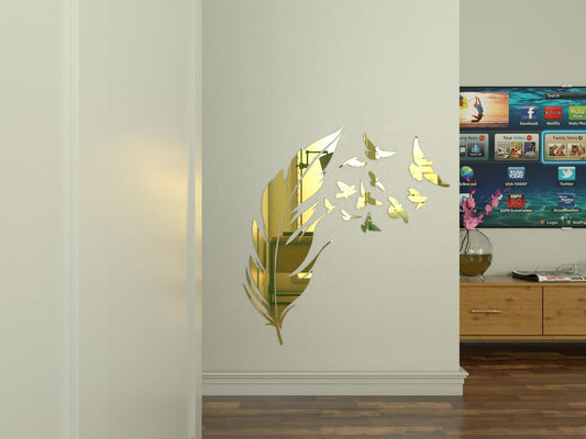 Elegant Feather Wall Décor with Birds